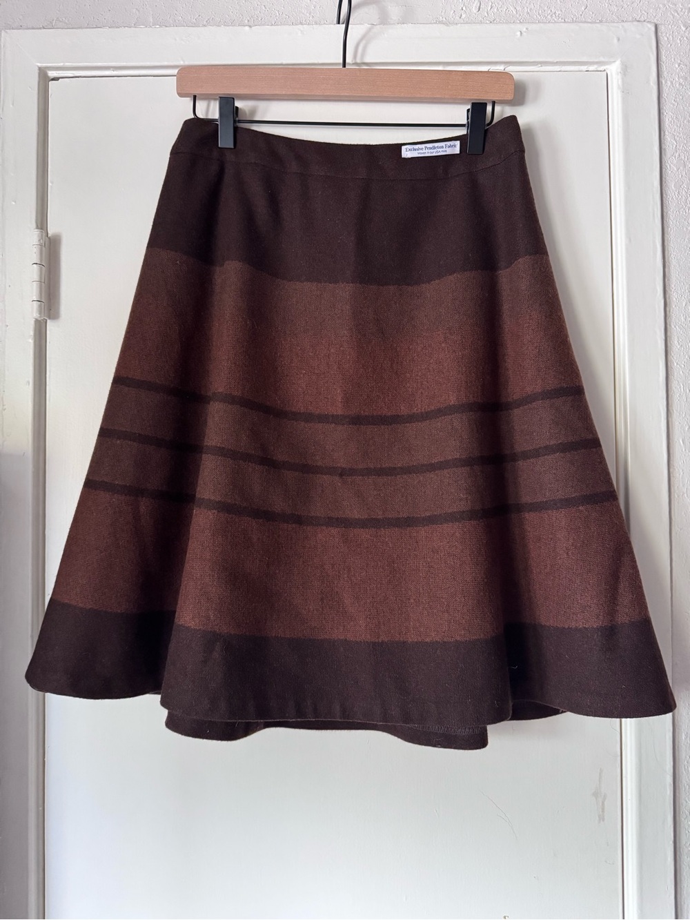 Vtg 70s Pendleton Wool A-Line Brown Striped Skirt NWOT sz 6